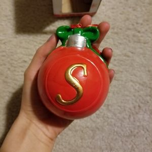 NEW Monogram "S" Red and Green Ornament
